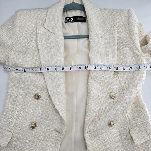 Zara cream tweed Double-Breasted Blazer - Picture 10 of 11
